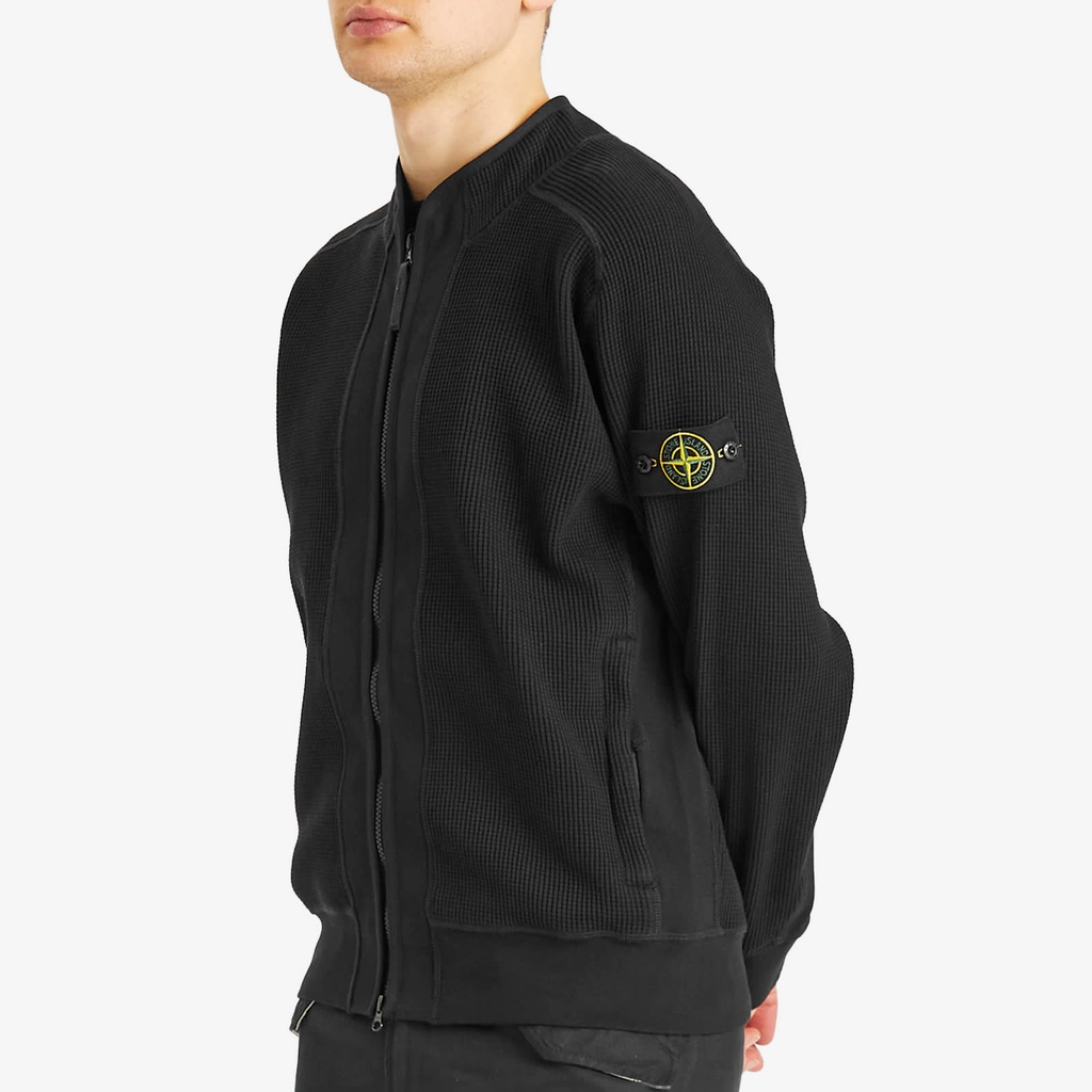 Stone Island Men's Waffle Full Zip Sweatshirt Black